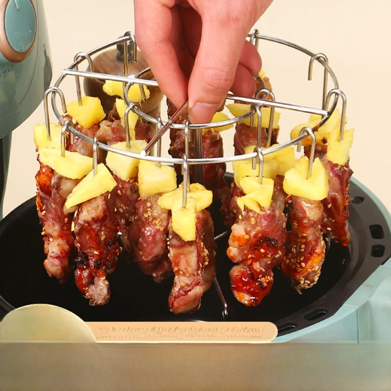 Stainless Steel Vertical Air Fryer Grill Home Use Meat Skewer Rack Roasting Pan BBQ Grill Rack for T-shirts Short Sleeve