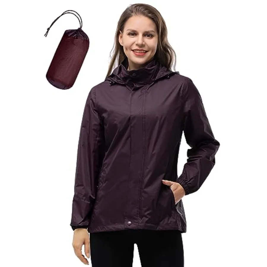 

33000Feet Women's Rain Jacket Waterproof Lightweight Packable Raincoat with Hood for Golf Hiking Travel Windbreaker