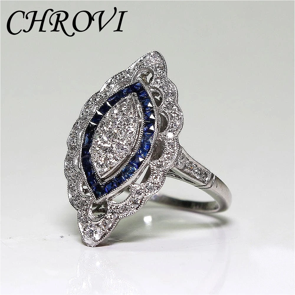 Luxury-Style 925 Sterling Silver ，Sapphire Ring ， Fashion Bridal Party Ring