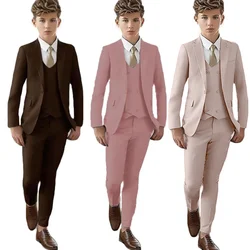 24h Schiff solide 3 pcs Kinder anzug Set klassische Single Button Jungen Smoking Blazer Weste Hosen Geburtstag Hochzeits feier Anzüge für Kinder