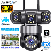 ANSVICAM 10K 20MP WIFI Camera HD Four Screens Four Lens Security Camera with 16X Zoom PTZ Night Vision Auto-Tracking Waterproof