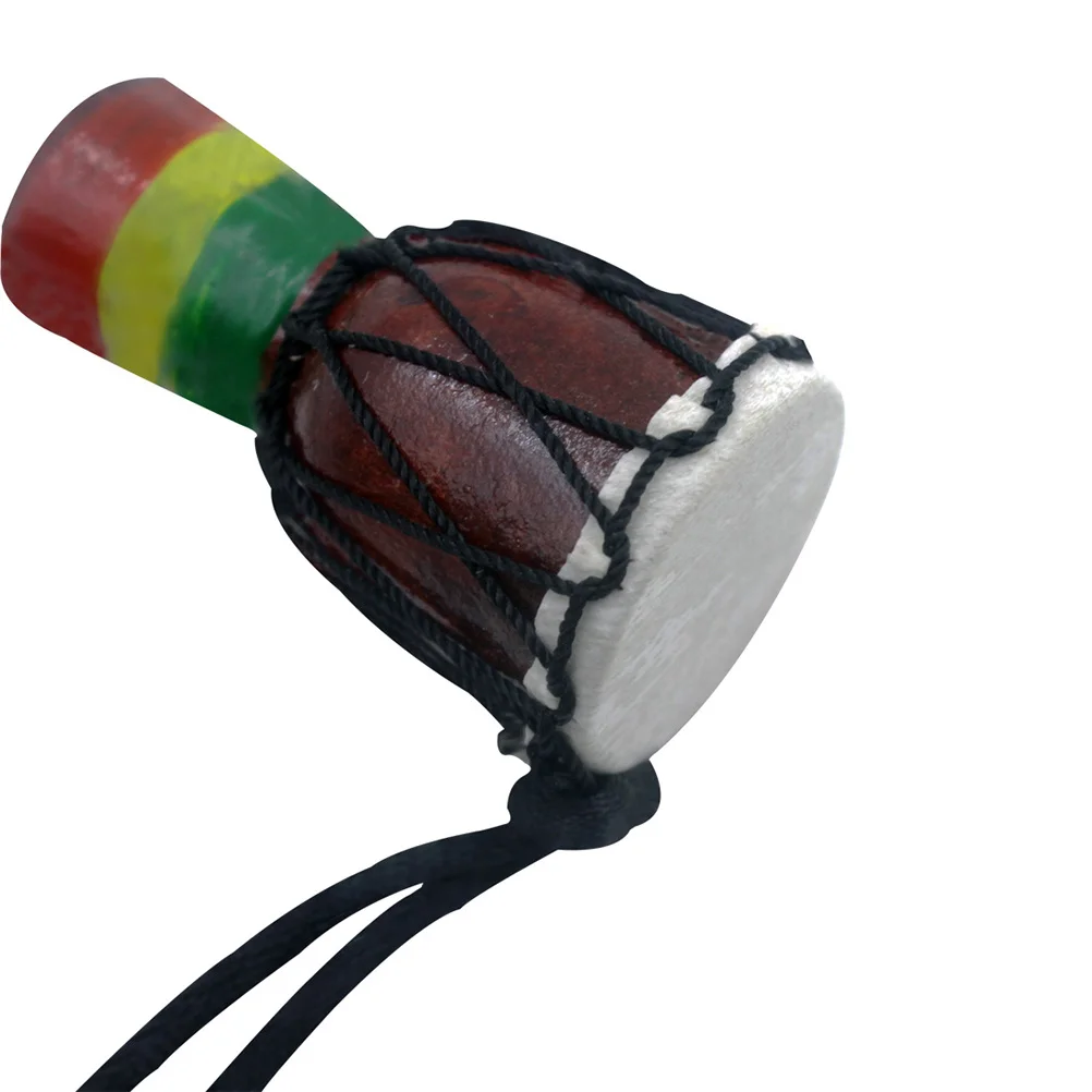 

African Necklace Wood Drum Mini Desktop Gift Handmade African Hand Drum Traditional Instrument Decor For Kids