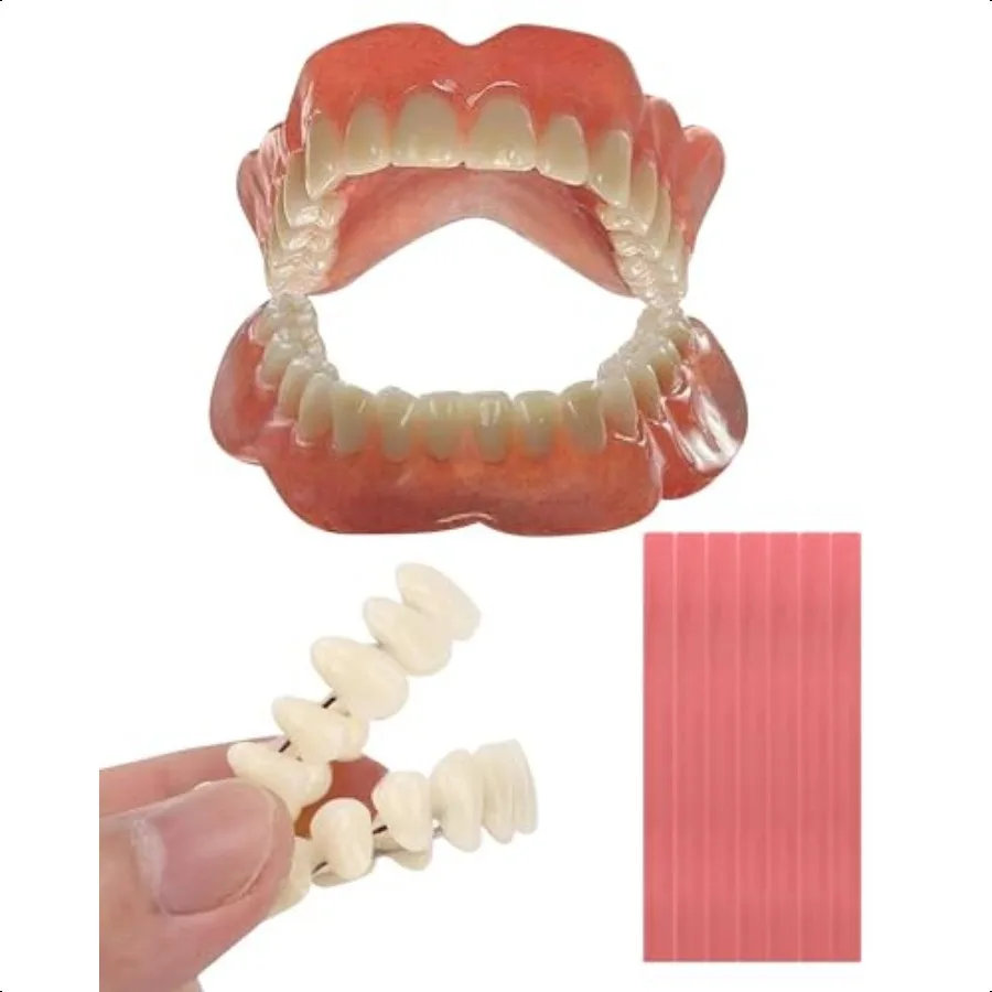 طقم أسنان افعل ذلك بنفسك مجموعة كاملة من الأسنان المزيفة العلوية والسفلية لمجموعة أدوات إصلاح الأسنان المزيفة سهلة ومريحة