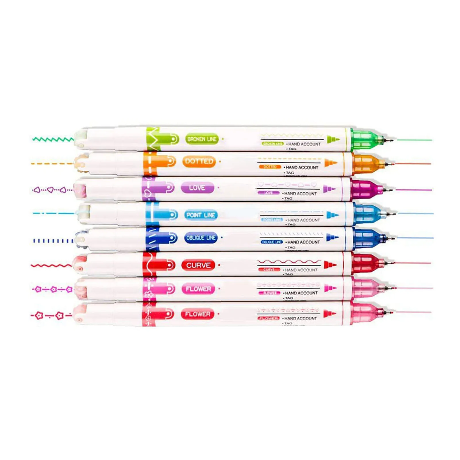 

8 Color Marking Pen 2 Sets Multiple Classical Colors Comfortable Grip Pattern Highlighter for Art Design Scrapbook
