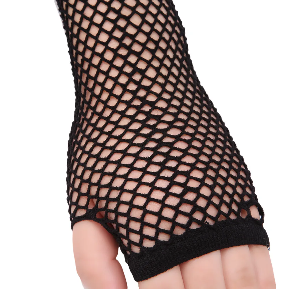 Stylish Long Black Fishnet Gloves Womens Fingerless Gloves Girls Dance Gothic Punk Rock Costume Fancy Gloves