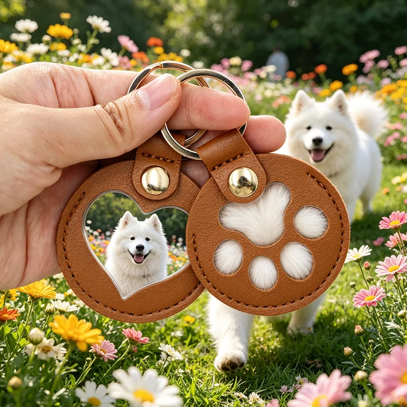 2 Llaveros Conmemorativos para Mascotas, con Colgante de Cuero con Huella de Corazón, para Guardar Pelo de Perro o Gato, Regalo por la Pérdida de una Mascota