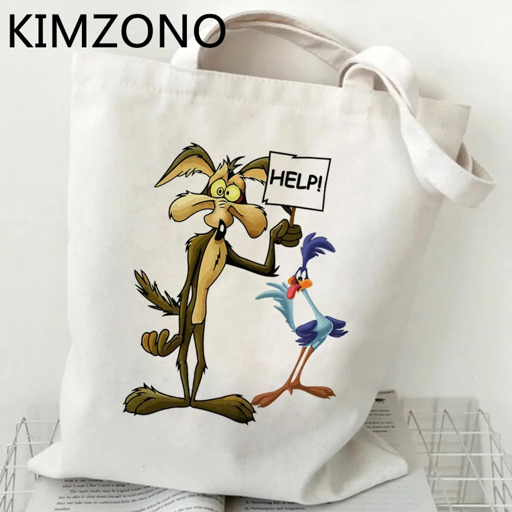 Wile e Coyote shopping bag shopper canvas recycle bag shopper reusable bag bolsas reutilizables net boodschappentas custom