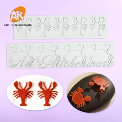 Lobster and Crab Silicone Cake Lace Mold Cake Decorating Tool Border Decoration Lace Mold kitchen Baking Tool