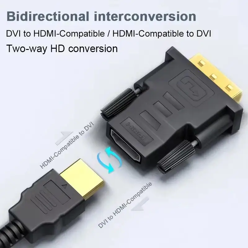 DVI to HDMI-compatible Cable Adapter DVI 24+1 Male to HDTV Female Bi-directional Video Converter For Projector Laptop Computer - view 4
