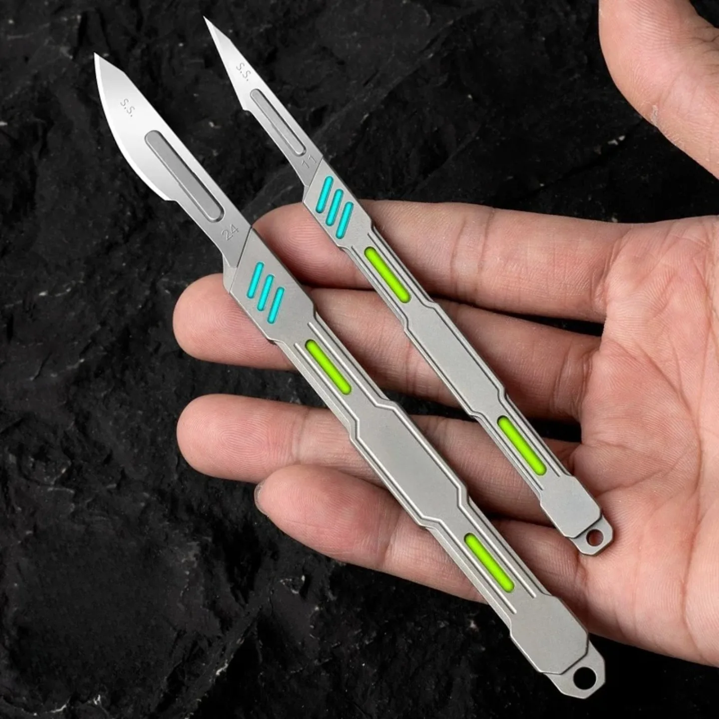 NEW MINI Titanium Alloy Integrated Handle Surgery 3/4 Straight Handle TC4 Thickened CNC 11 24 Art Knife Cutting Paper and Film