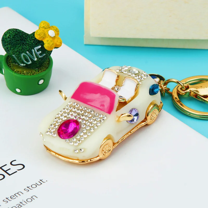 Cute Car Alloy Keychain Pendant Open Car Model Key Chain Ring Holder For Bag Keyring Accessories