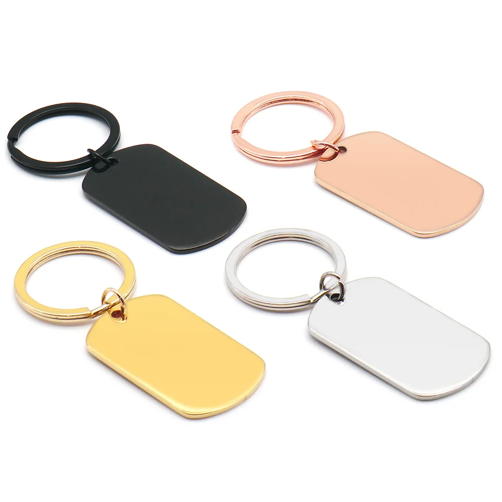 50Sets Dog Id Tags Stainless Steel Rectangle Blank Stamping Pendants Military Soldier Card Jewelry Making DIY Necklacer Key Ring