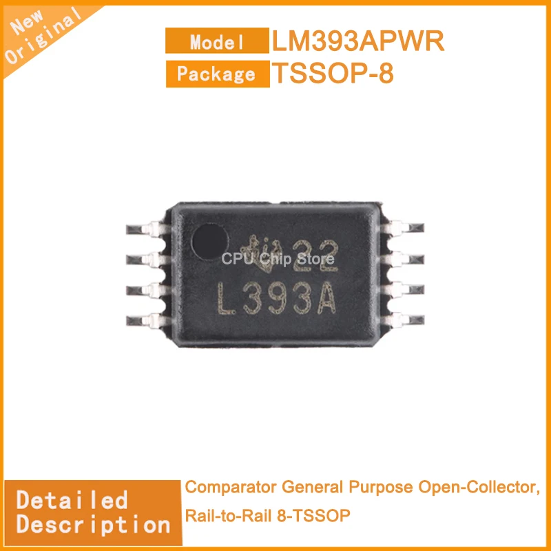 50Pcs/Lot New Original  LM393APWR  LM393 Comparator General Purpose Open-Collector, Rail-to-Rail 8-TSSOP