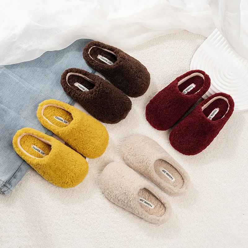 

Детская обувь на хлопковой подкладке. Плюшевые тапочки для девочек — несколько цветов (коричневый/желтый/бордовый/бежевый). Нечеткая домашняя обувь для дома 23–35 лет.