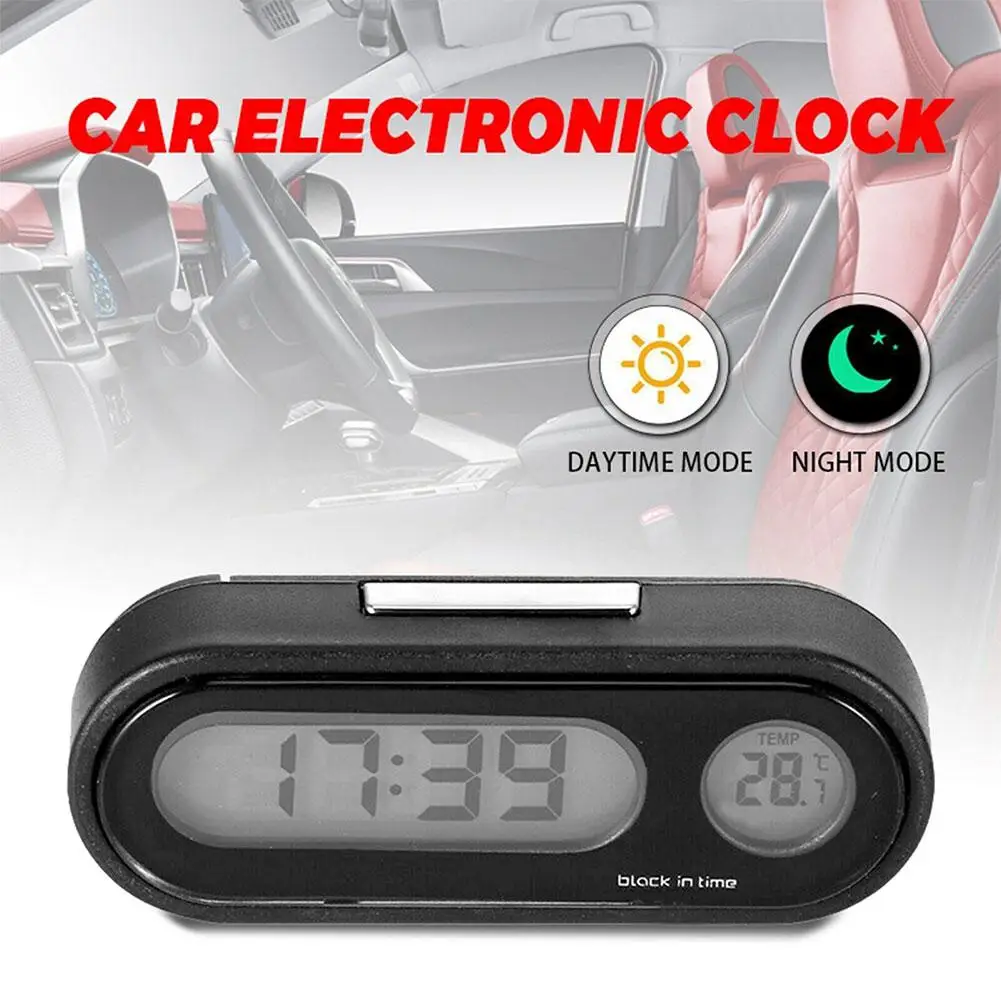 

Mini Electronic Car Clock Time Watch Auto Clocks Luminous LCD Backlight Digital Accessories Styling Display Thermometer Car A4E3