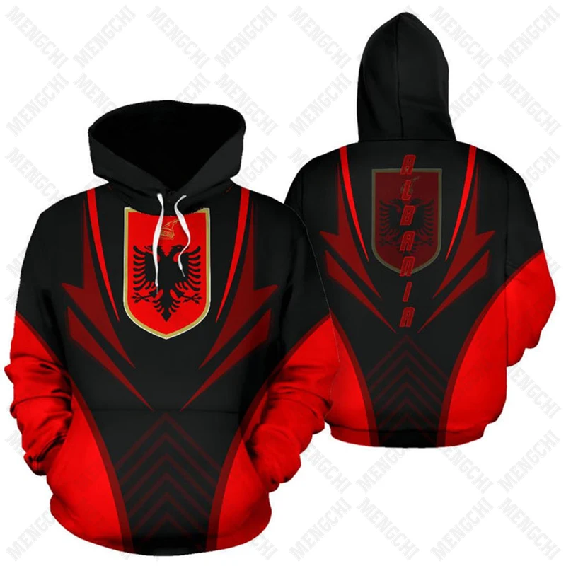 Albania Flag Pattern Hoodies For Men and Women Loose Unisex Clothing Sweatshirts Boy Casual Clothing Oversized Streetwear