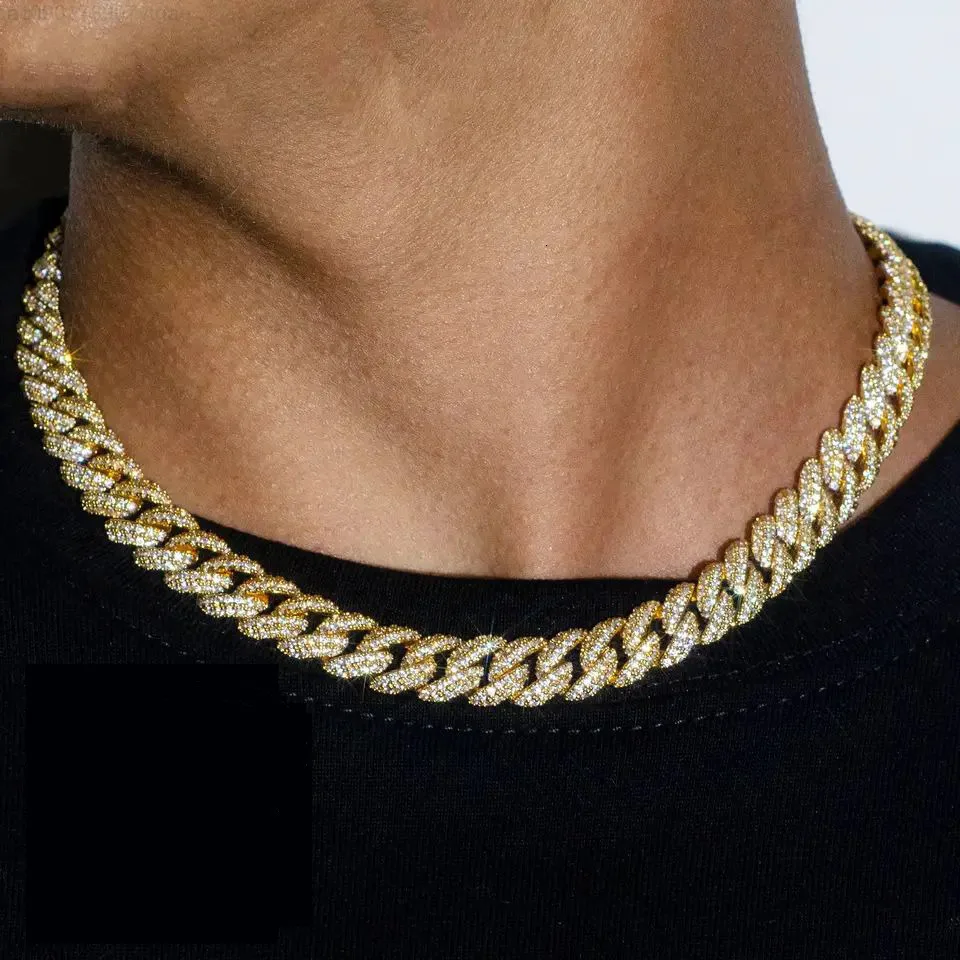 

Selling 9mm Real Gold Vvs Moissanite Cuban Chain Necklace Iced Out Round Brilliant Cut Diamond Cuban Bracelet Fine Jewelry