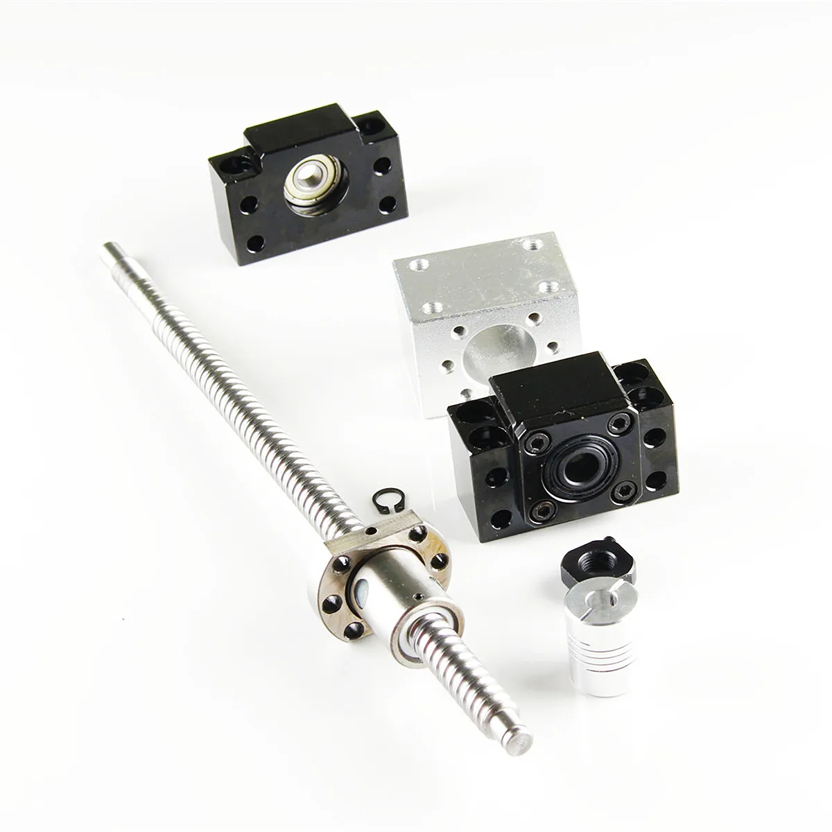SFU1204 Set: RM1204 Vite a ricircolo di sfere C7 con estremità lavorata + dado a ricircolo di sfere 1204 + alloggiamento dado + supporto terminale BK/BF10 + accoppiatore per parti CNC