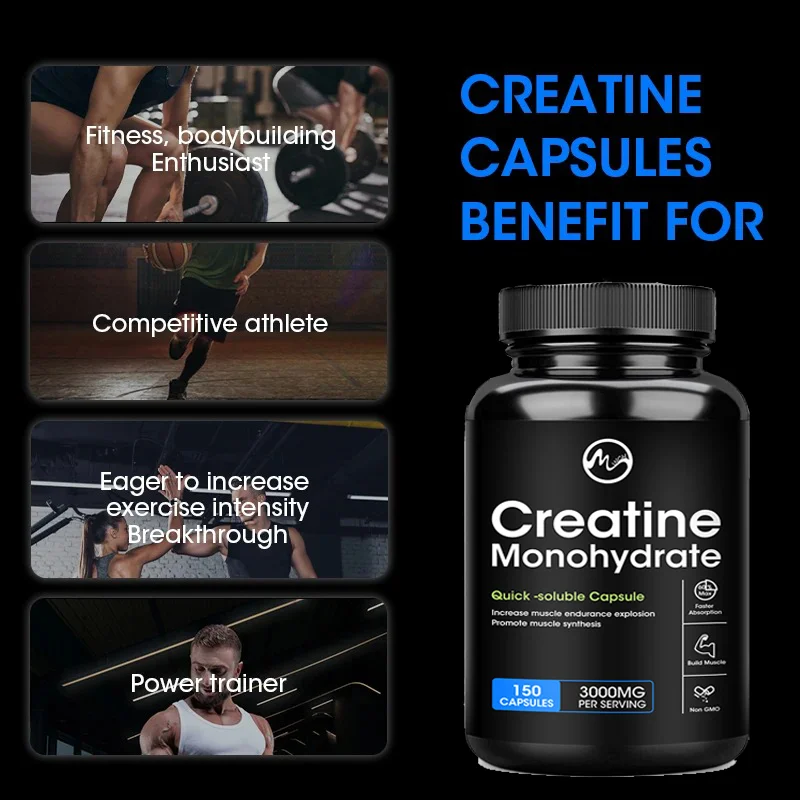 Mutsweet Creatine Capsules 3000mg Monohydrate Model Gain Powder Build Muscle Enhance Performance Unflavored Keto Friendly Adults