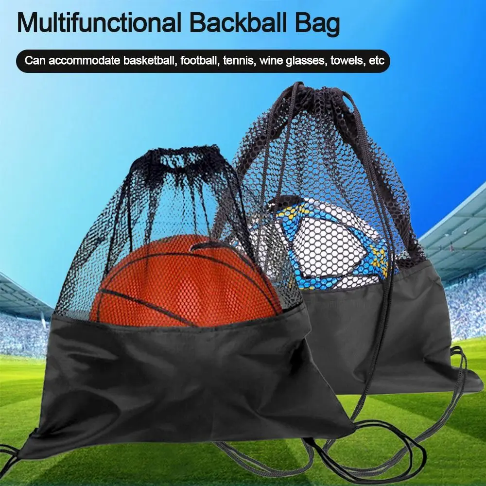 

Basketball Carry Bag Oxford Basketball Cover Mesh Bag Black Portable Ball Storage Backpack Ball Pocket Outdoor