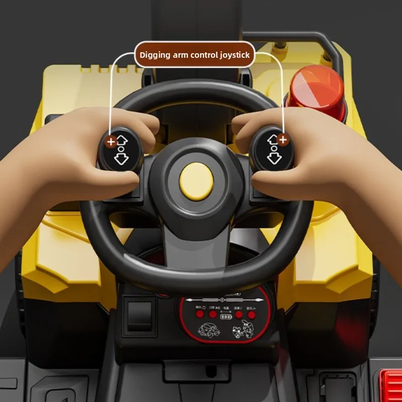 Elektryczna koparka dla chłopców, duża zabawka budowlana z prawdziwą łopatą kopującą, zdalne sterowanie, mocna bateria, płynna obsługa.