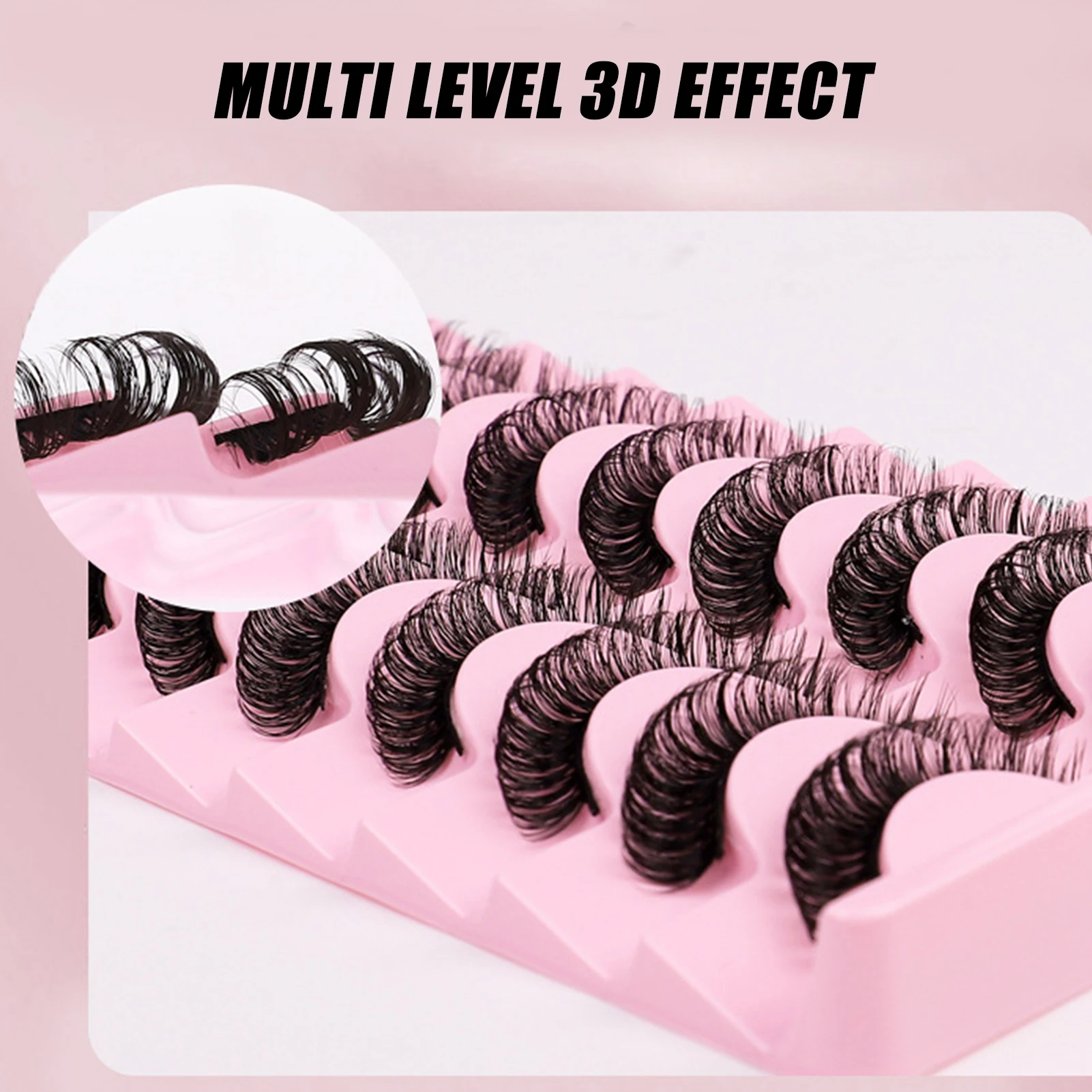 10ペア ロング DIY ロシアンカーリングつけまつげ 3Dカーブ 厚め 人工まつげ 女性用 メイクツール 取り外し簡単