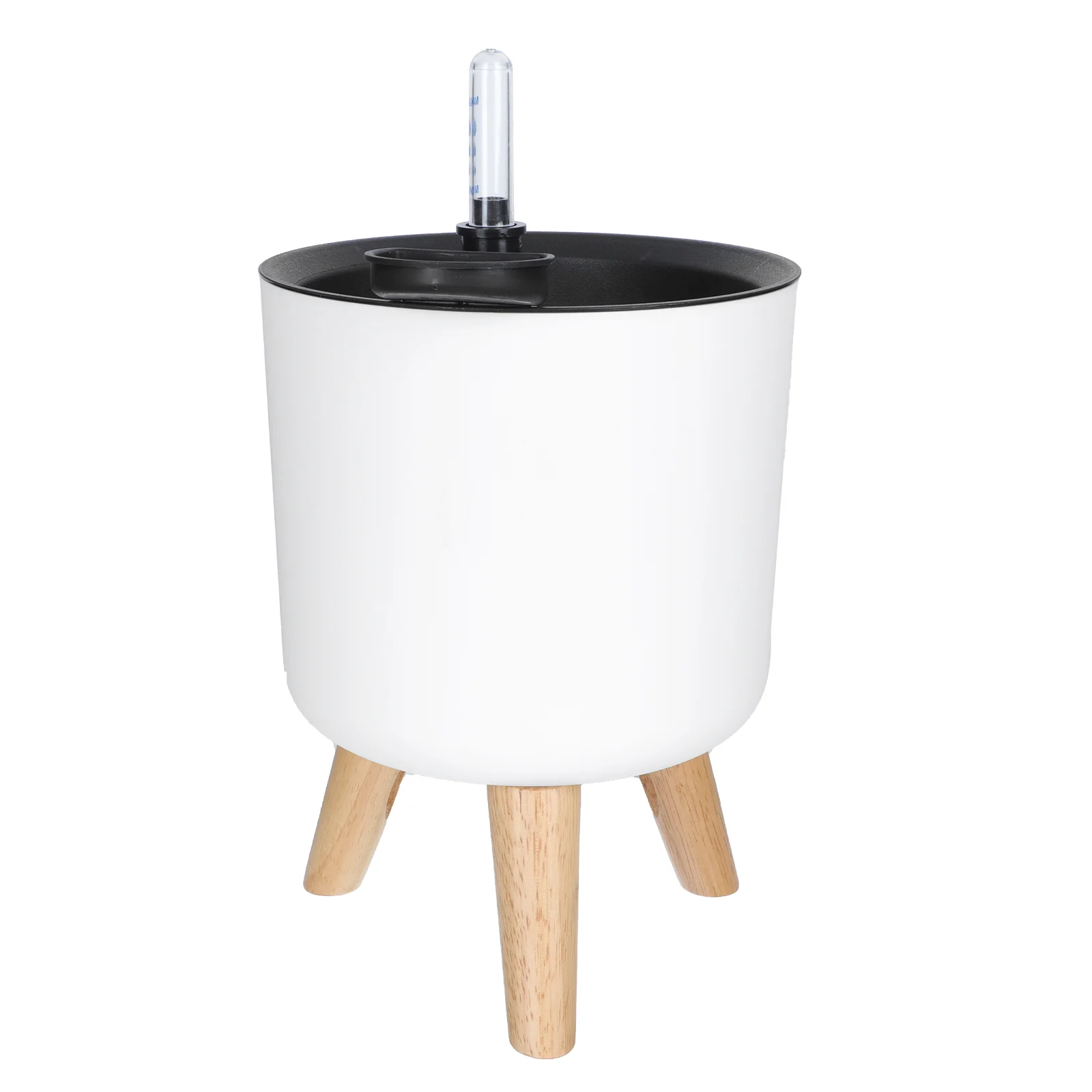 

Floor Planter Water Level Indicator Indoor Self Watering Flower Pot Gardening Plastic with Wood Feet