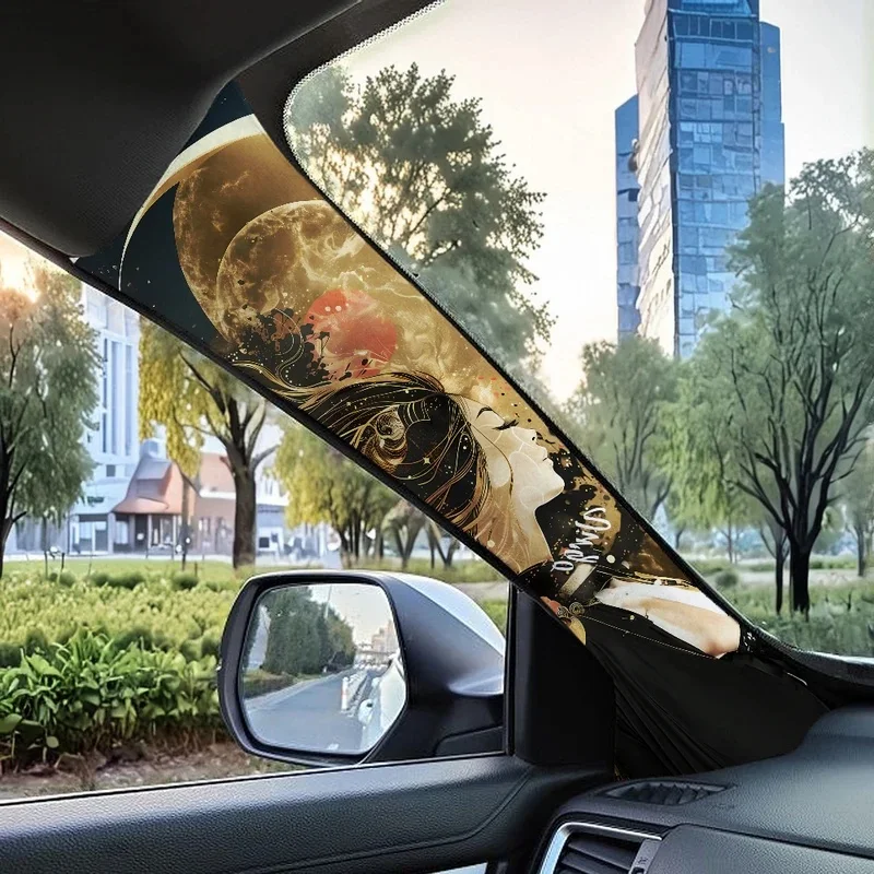 2 piezas de adhesivos de vinilo para el pilar A del coche con diseño de la constelación de Virgo, decoración universal para el interior del automóvil, adhesivo decorativo para el pilar A, modificación DIY del interior del coche.