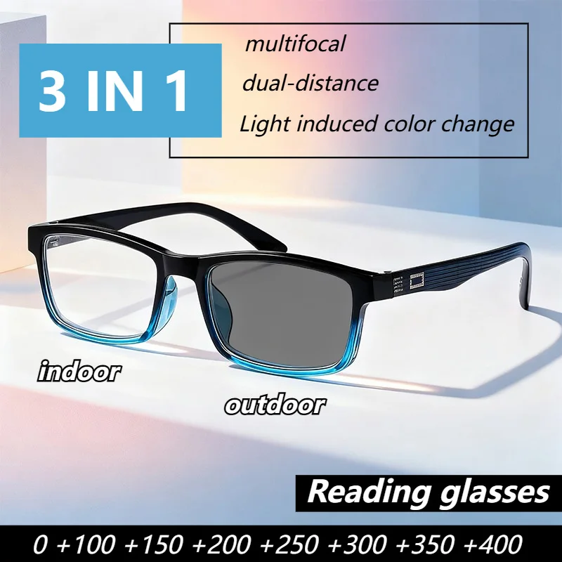 Photochrome multifokale, ultraleichte Lesebrille, modische und vielseitige Anti-Blaulicht-Brille für den Nah- und Ferngebrauch