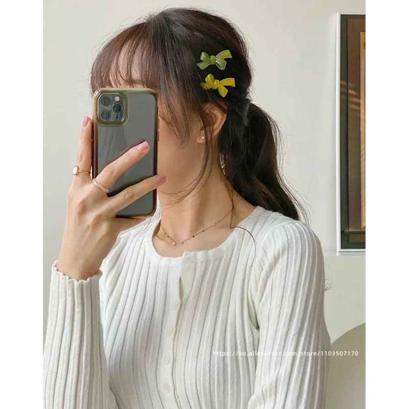 Small Mermaid Bow Strap Broken Hair Clip~Korean FRANCE Gold Label Duck billed Clip with Side Clip and Bang Clip