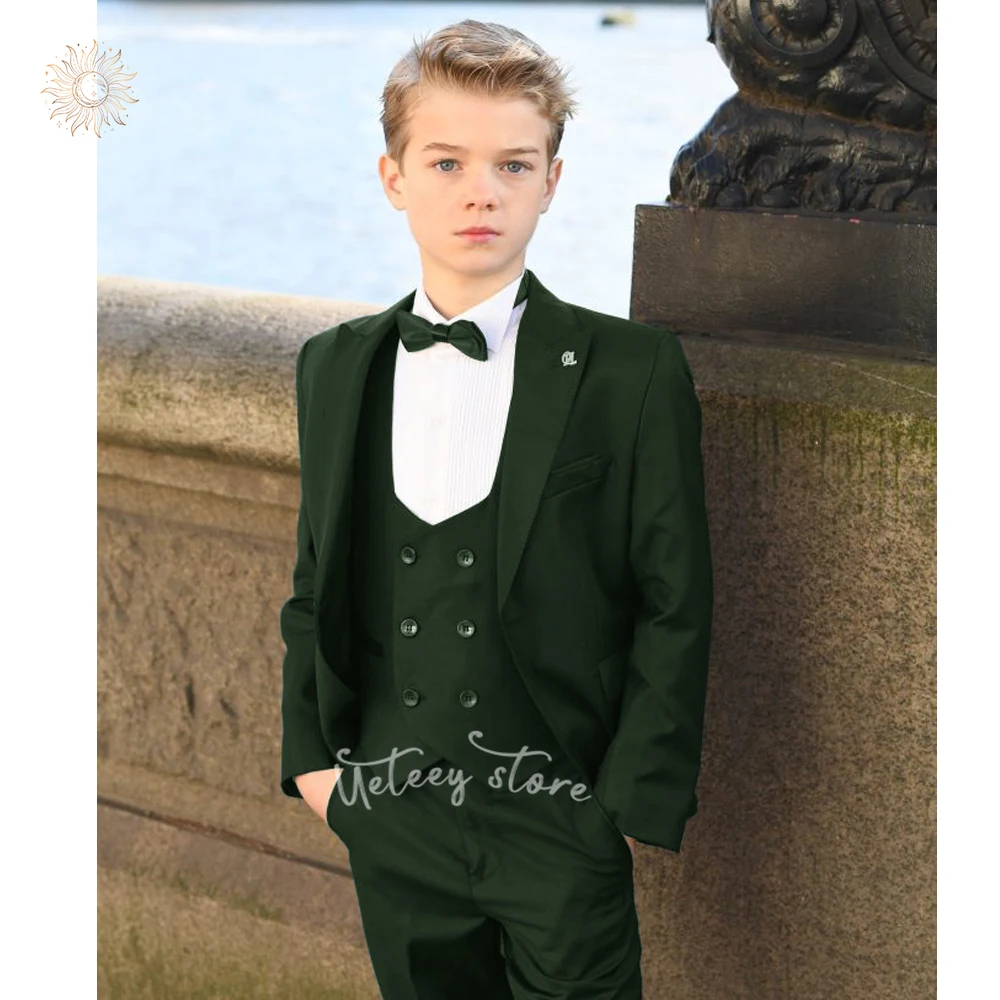 Boy's 3pcs Formal Suits Slim Fit Boys Suit Set Dresswear Ring Bearer Outfit Kids Wedding Dress Clothes