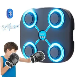 Music Boxing Target for Kids Music Boxing Machine Wall Mounted with LED Light Bluetooth Sensor Home Gym Exercise Punching Equipm