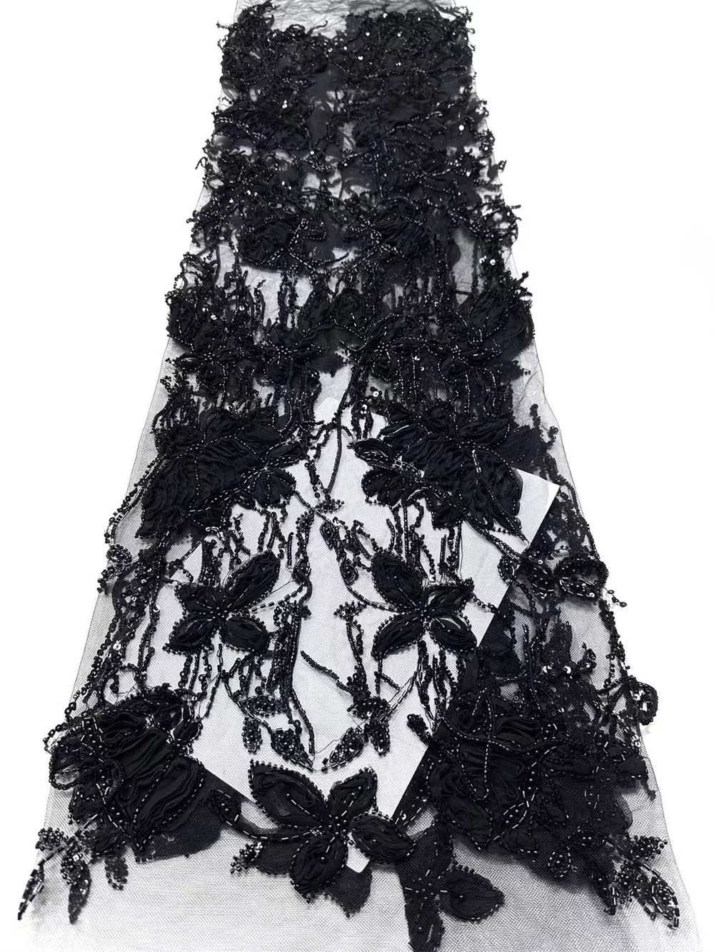 

Latest Nigerian Lace Fabrics 2025 Black Beaded Lace Fabric With Sequin Black African Lace Fabric Luxury Birthday Dress H161-1