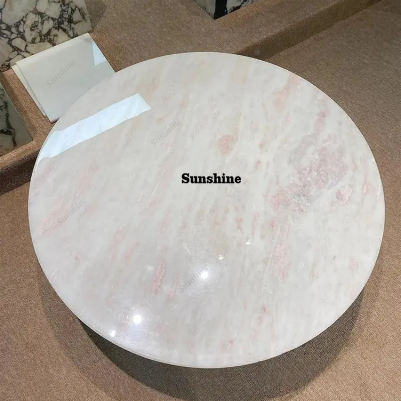 

Natural Marble Round Coffee Table, Designer Luxury Art Piece for Sofa, Heat & Scratch Resistant, Customizable