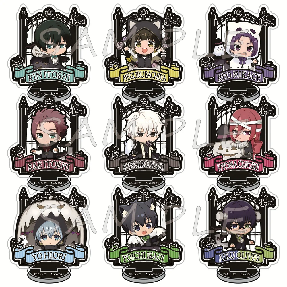 BLUE LOCK 10cm Acrylic Stand Figures Keychain Halloween Gothic Frame Anime Merch Desktop Ornament Car Decor Cosplay Fan Gift