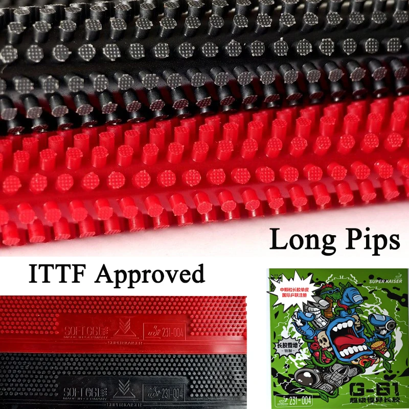Super Kaiser G61 Table Tennis Rubber Long Pips OX ITTF Approved Cured/Uncured Medium Pips Ping Pong Rubber Offensive & Defensive