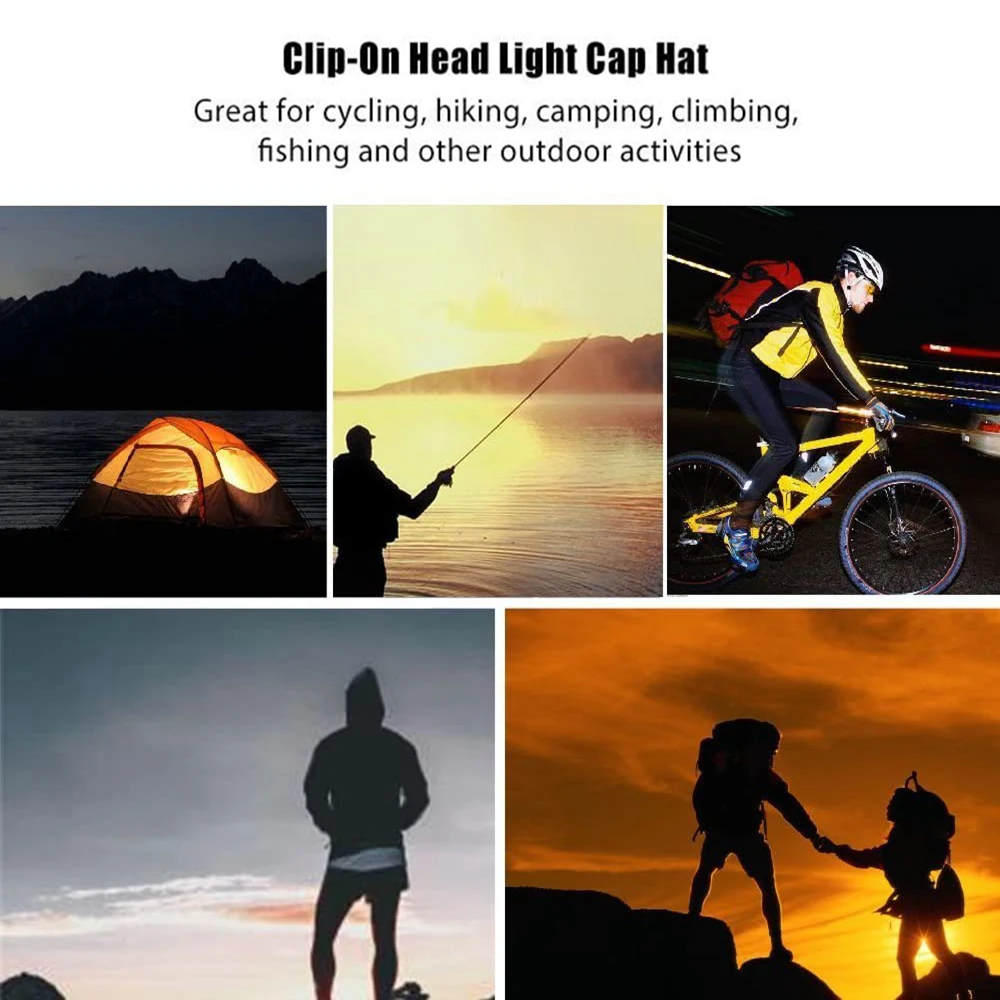 Clip-on 5 levou luz noturna para acampamento, pesca, camping, trabalho, cap, ótimo para atividades ao ar livre