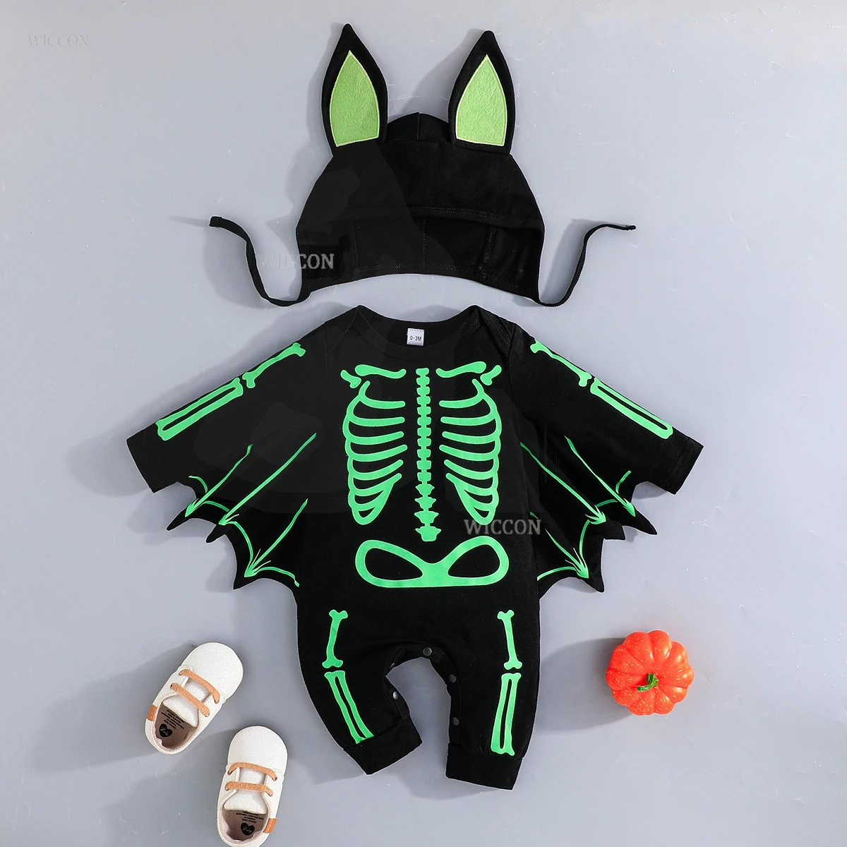 Neonato bambino Halloween Costume Cosplay ragazzo ragazza luminoso teschio pipistrello Costume bambini bagliore scuro vestiti ala festa divertente