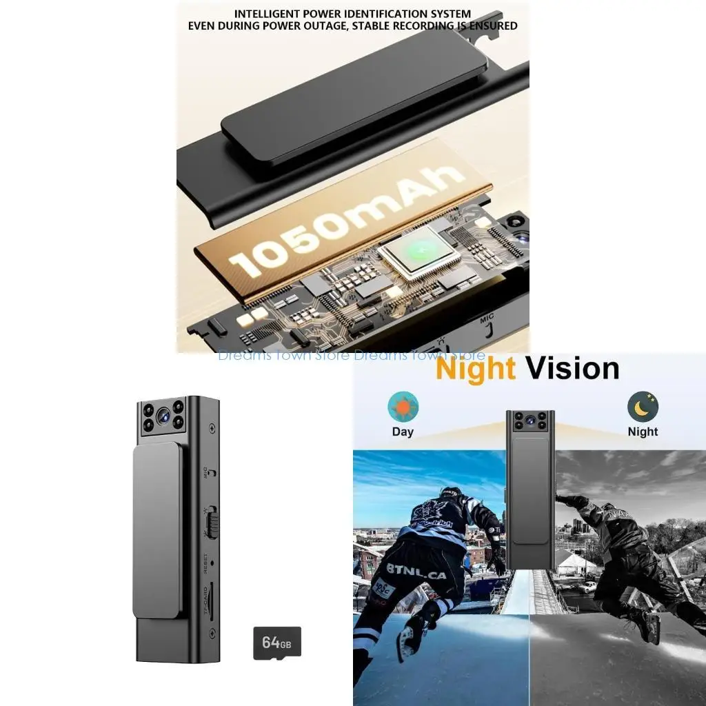 

HX6A Wearable Video Camera 1080P Night View Rotating Lens 6H Continuous Recording