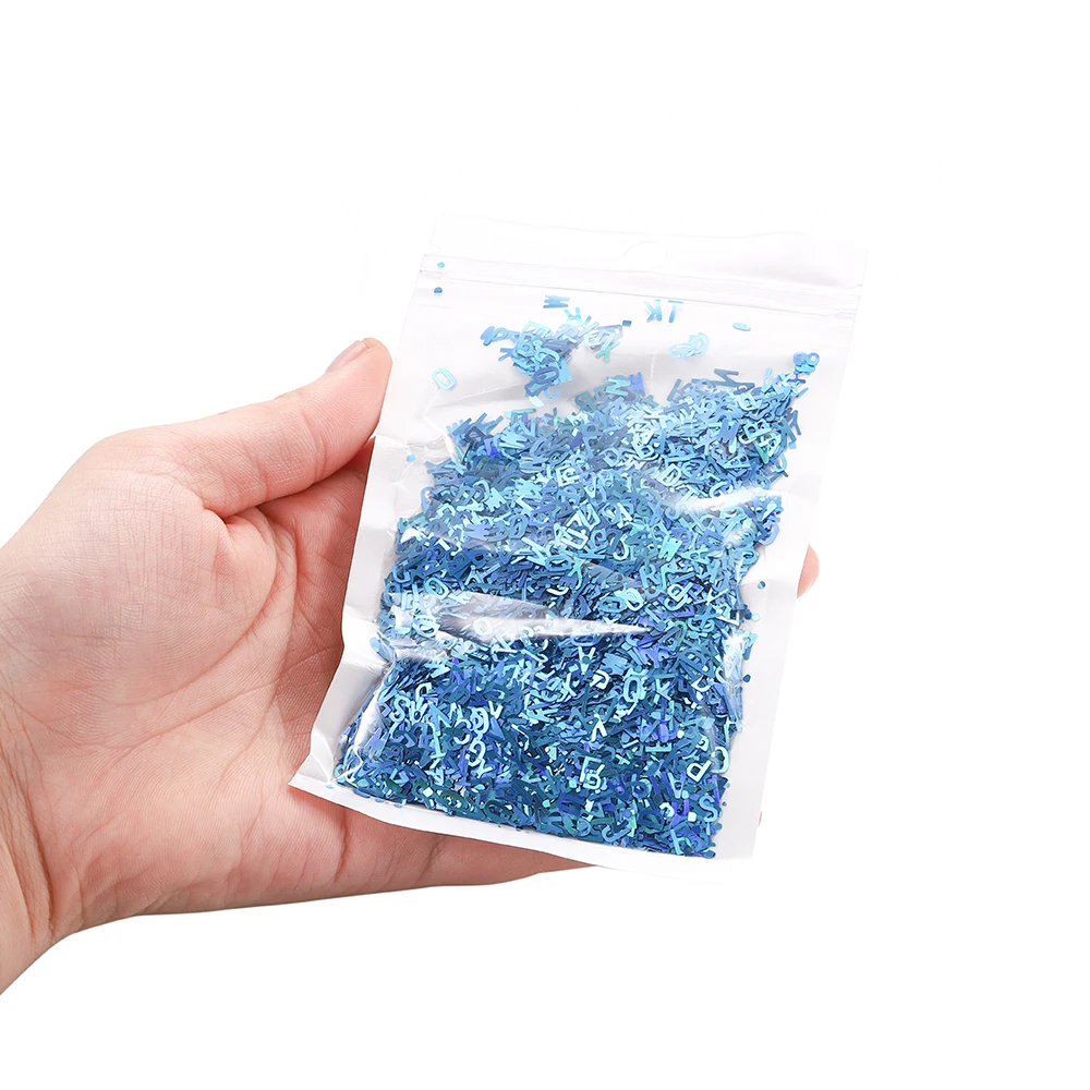 10g olografico Glitter alfabeto fiocchi resina epossidica riempimento lettera Laser paillettes Filler stampo in Silicone per la creazione di