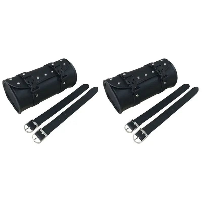 Stablize 2X Motorcycle Leather Universal Tool Round Roller Saddle Bag Fork For Travel Suitcase