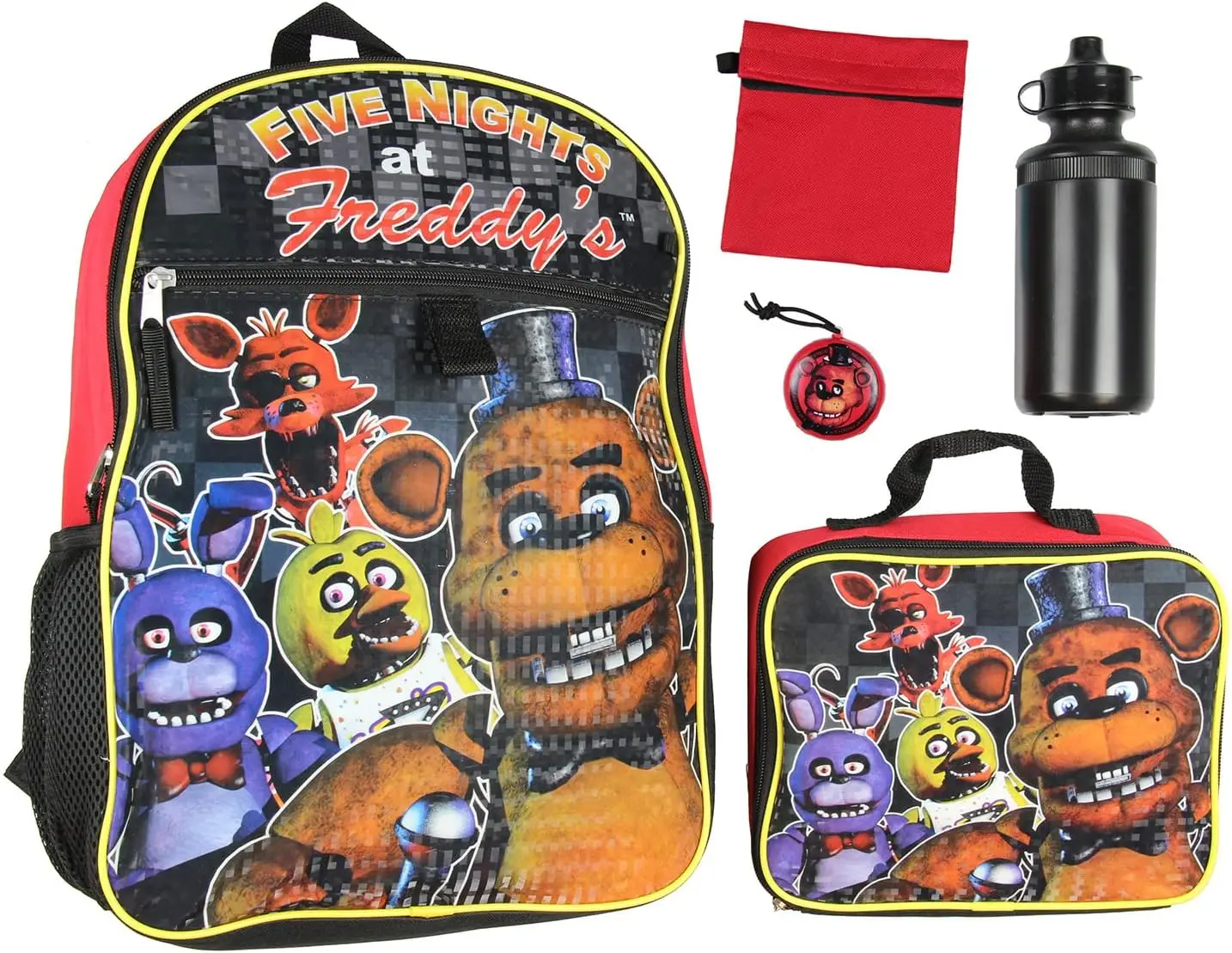 

Рюкзак Five Nights At Freddy's 16 дюймов с ланч-боксом и бутылкой для воды, набор из 5 предметов для школы или путешествий