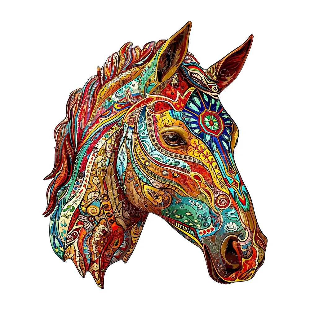 صندوق هدايا خشبي على شكل حصان ملون، هدية رائعة، ألغاز على شكل حيوان غير منتظم، هدية فريدة من نوعها، تفاعل عائلي #3