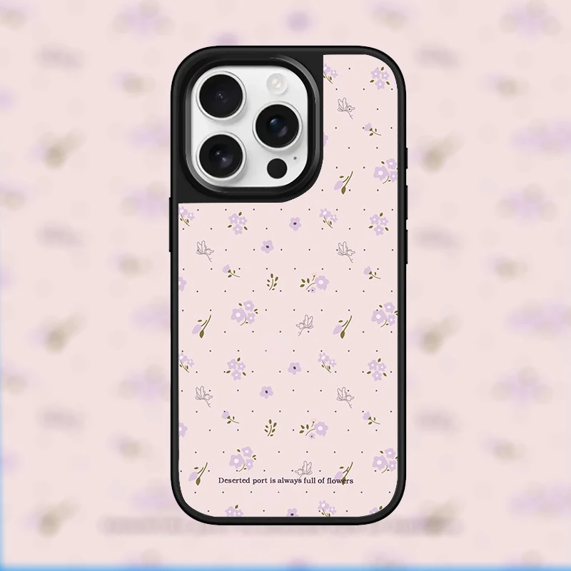 Ins Wüstenanschluss ist immer voller Blumen, Hydrogel-Rückplatte, silberner Rand, stoßfeste Handyhülle für iPhone 17, 16, 15, 24 Pro