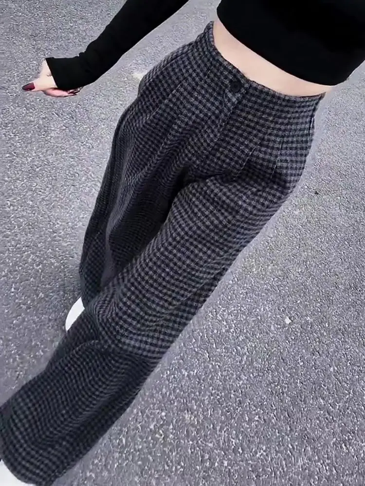 Wide Leg Pants Printed Womens Winter Plush Velvet Lounge Fleece-Lined Patchwork Corduroy Sashes Sherpa Buttons Lining Layered OL