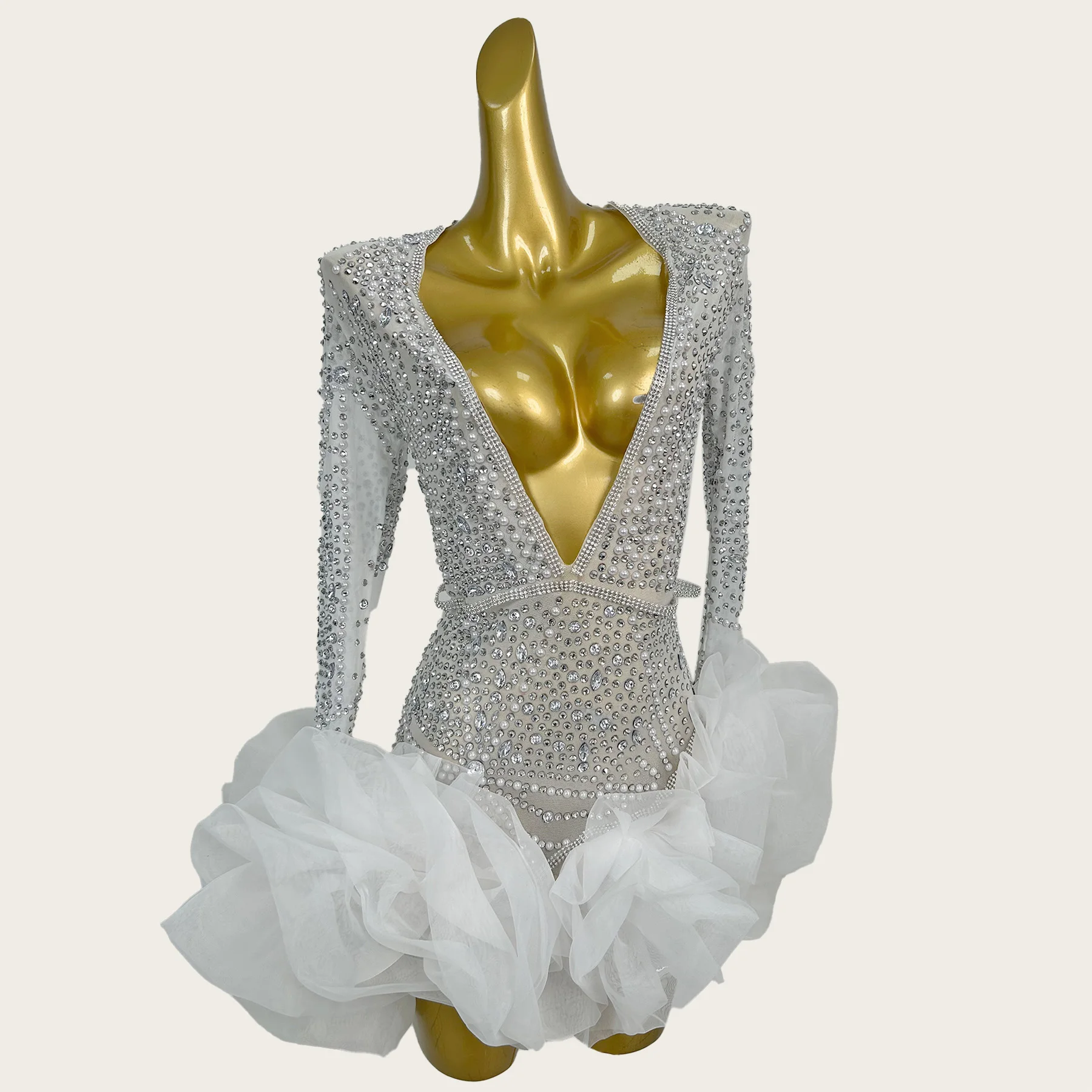 Luksusowa, seksowna sukienka tutu z głębokim dekoltem w serek, idealna na urodziny, imprezę, do baru, klubu nocnego, seksowny strój, mini sukienki z perłami, Babi