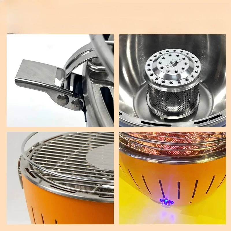 Portable indoor fan smokeless anti-scalding barbecue grill charcoal grill household BBQ grill