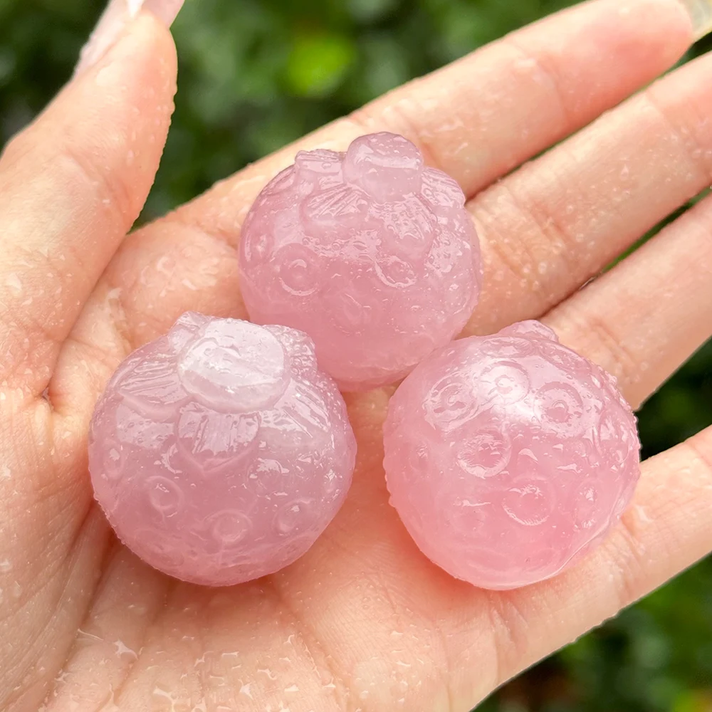 1pc Natural Rose Quartz Strawberry Carving Hand Carved Romantic Special Valentine\'s Day Christmas Gifts,Crystal Fruit Carving Ho