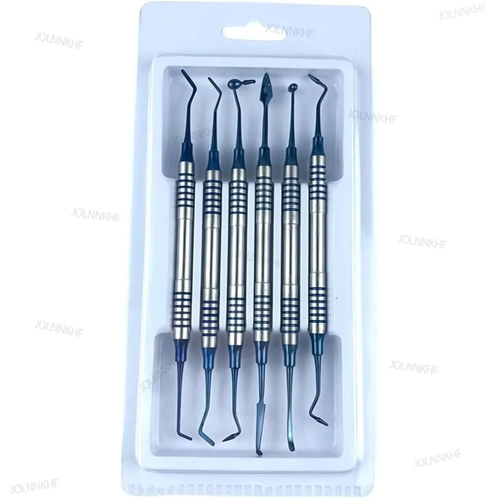 6 Pcs/kit Dental Composite Filling Instruments Set Stainless Steel Restorative Tools Kit Double Ended Dentist Equipment