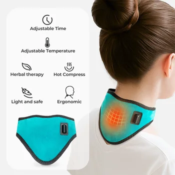 Electric Heating Neck Brace Cervical Vertebra Fatigue Therapy Reliever Neck Pain Relieve…